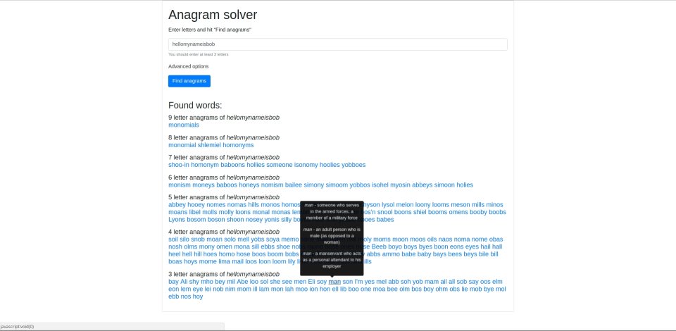 Anagram Solver — Dictionary Search Tool